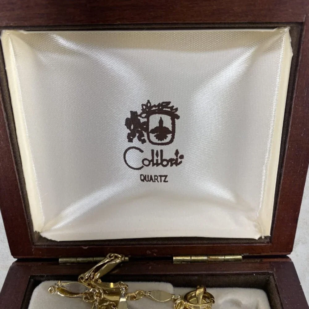 COLIBRI -- Swiss Quartz Pocket Watch/PenKnife, NOT WORKING, Wood Box, Never Used
